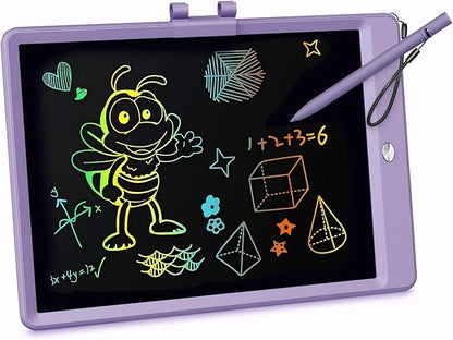 KOKODI LCD Writing Tablet, 10 Inch Colorful Toddler Doodle Board Drawing Tablet, Erasable Reusable Electronic Drawing Pads, Educational and Learning Toy for 3-6 Years Old Boy and Girls(Purple)