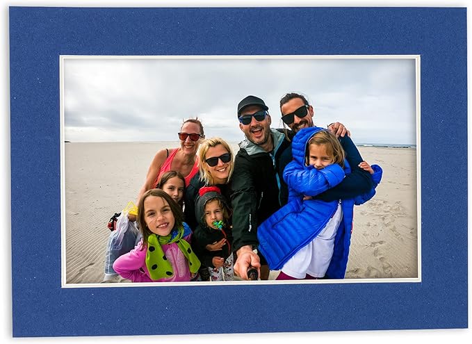 8x10 Mat Bevel Cut for 5x8 Photos - Acid Free Bottle Blue Precut Matboard with Backing Board and Crystal Clear, Self Seal Photo Mat Bag - for Pictures, Photos, Framing - 4-ply Thickness