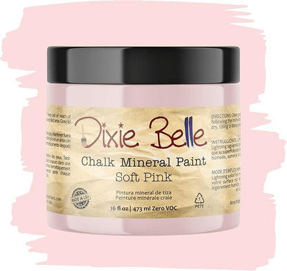 Dixie Belle Paint Company Chalk Finish Furniture Paint - Soft Pink (16oz) - Matte Dainty Pink Chic Chalk Mineral DIY Furniture Paint