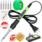 Soldering Iron Kit, 100W LED Digital Solder Gun kits with Ceramic Heater, Adjustable Temperature Welding Tools with Tips, Wick Braid, Stand, Solders Wire, Sponge, Flux Paste
