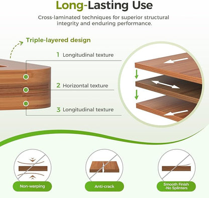 Bamboo Cutting Board for Kitchen, Wooden Cutting Board 3-Piece Set with Non-Slip Mat Deep Juice Groove and Built-In Handles, Wood Cutting Board for Meat Vegetables Fruit Ideal Gift for the Home