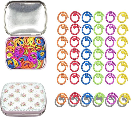 Metal Stitch Markers,Colorful Crochet Stitch Markers,Knitting Stitch Markers with Storage Case,Crochet Gift for Knitting Weaving Lovers (Spiral)