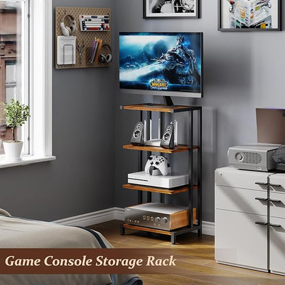 X-cosrack 4-Tier AV Media Stand Corner Shelf Wooden Corner Shelves Component Cabinet Stereo Audio Rack Stand Tower Perfect for DVD Players:Game Console:TV Box:Cable Box:WiFi Router