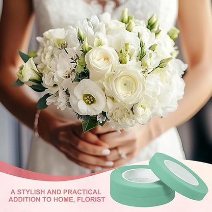 MECCANIXITY 12 Rolls Floral Tapes, 30 Yard x 1/16 in Florist Crepe Flowers Bouquets Tape Adhesive Waterproof for Flower Arranging Wrapping, Turquoise
