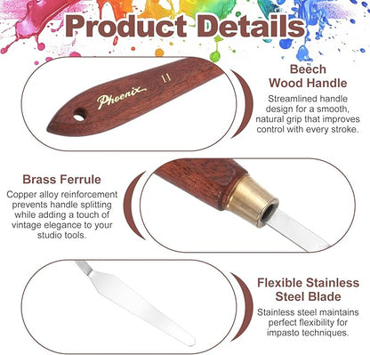 MECCANIXITY Pack of 1 Palette Knife No.11, 8.5" Long Palette Knives with Stainless Steel Flexible Spatula Pallet Knife and Wood Handle for Scraping, Mixing, Oil Acrylic Painting Canvas