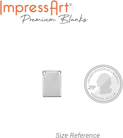 ImpressArt - Premium Metal Stamping Rectangle Blanks for Metal Stamping and Jewelry Making (24 Pack) (7/16" x 3/4" Rectangle w/ 2 Holes, Aluminum)
