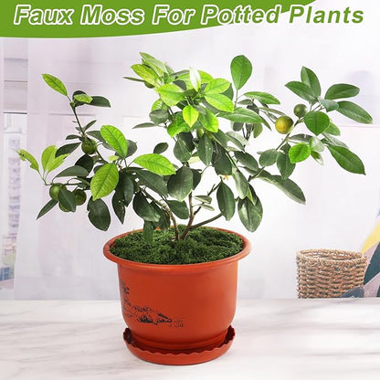 Jollidecor Fake Moss for Crafts, 14.1 OZ Artificial Moss for Plants Indoor Decorative Light Green and Dark Green Faux Moss DIY Fairy Garden Decor for Potted Plant