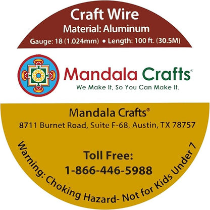 Mandala Crafts 18 Gauge Anodized Aluminum Craft Wire for Jewelry Making - 100 FT Colored Flexible Light Gold Wire - Bendable for Bonsai Armature Crafting Sculpting