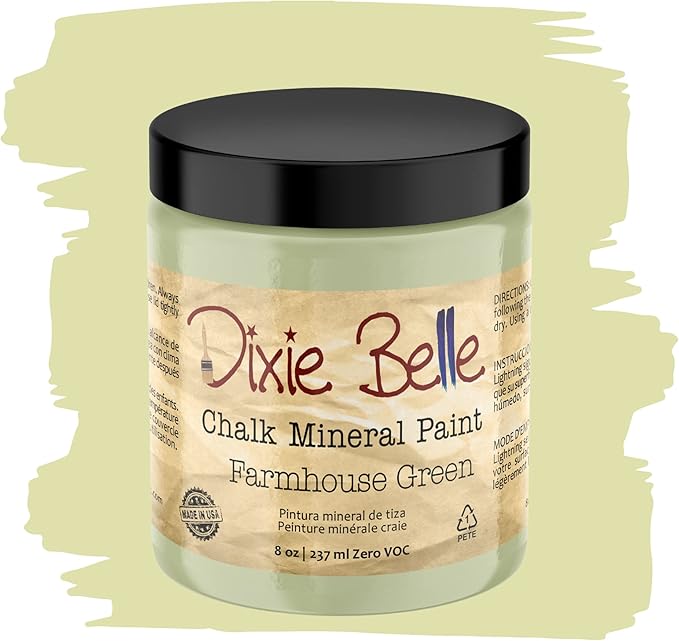 Dixie Belle Paint Company Chalk Finish Furniture Paint - Farmhouse Green (8 Fl Oz) - Matte Spring Green Chic Chalk Mineral DIY Furniture Paint