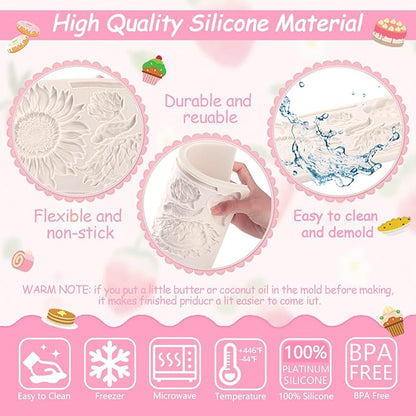 Oversized Sunflower Silicone Mold Leaves Cake Decoration Fondant Mold for Wedding,Birthday Party Cupcake Topper Chocolate Candy Cookies Mousse DIY Gypsum Soap UV Resin Polymer Clay Crafts