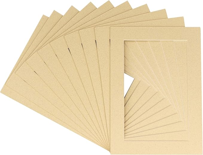 11x14 Mat for 8.5x11 Photo - Precut Tan Picture Matboard for Frames Measuring 11 x 14 Inches - Bevel Cut to Display Art 8.5 x 11 Inches - Acid Free Pack of 25 MATS with Backing Boards & Clear Bags