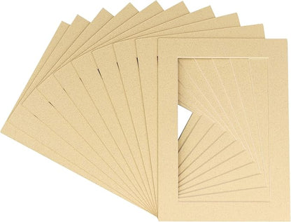 11x14 Mat for 8.5x11 Photo - Precut Tan Picture Matboard for Frames Measuring 11 x 14 Inches - Bevel Cut to Display Art 8.5 x 11 Inches - Acid Free Pack of 25 MATS with Backing Boards & Clear Bags
