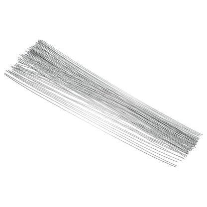 PATIKIL 18 Gauge 16" Floral Stem Wire, 100 Pcs Paper Wrapped Iron Artificial Flower Stem Accessories for DIY Bouquet Stem and Craft Decoration, Silver