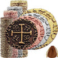 Large Metal Pirate Coins - 100 Bronze, Silver, Gold & Rose Gold Treasure Coin Set, Metal Replica Spanish Doubloons for Pirate Party Decorations & Favors, Tokens, Toys, Cosplay, Treasure Chest
