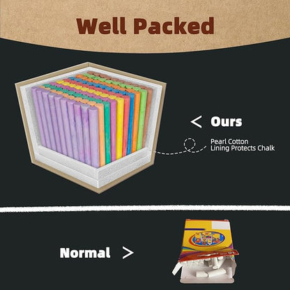 Dustless Colored Chalk 100PCS, 10 Colors Non-Toxic Classroom Chalks for Teachers & Students, School Chalkboard Supplies