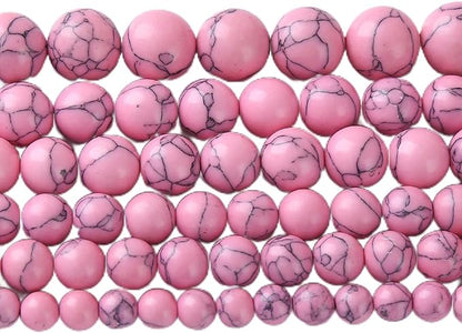 90pcs 4mm Pink Turquoise Beads Natural Stone Round Loose Spacer Beads for Jewelry Making DIY Bracelet Necklace 1 Strand 15.5inch