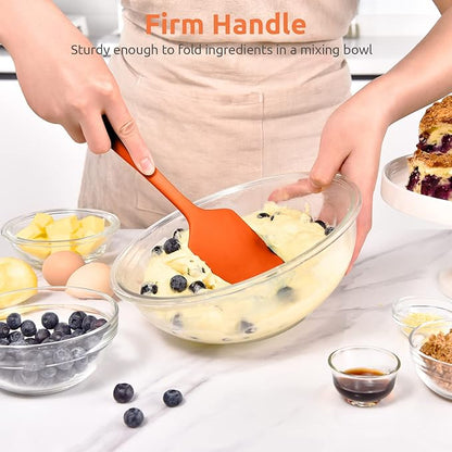 Heat Resistant Silicone Spatula Set: U-Taste 600ºF High Temp Seamless Food Grade Utensil, Flexible Rubber Silicon Kitchen Cooking Mixing Baking Scraper for Nonstick Cookware Set of 4 (Orange)