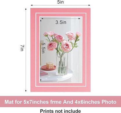 HOTUO 10 Pack 5x7 Colorful Picture Mats, 4 Ply Thickness Frame Mattes for 4x6 Photo, Photo Mat with Core Bevel Cut(Colorful with V-Groove)