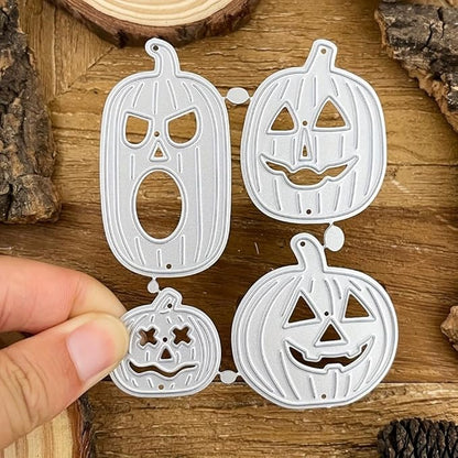 Lapoo Festivals Metal Cutting Die for Scrapbooking - Durable, Cut Stencils for DIY Scrapbook Photo Album Decorative Paper Card, Card Making Supplies (4-Piece Halloween Pumpkin Set 2.9 x 3.6 in)