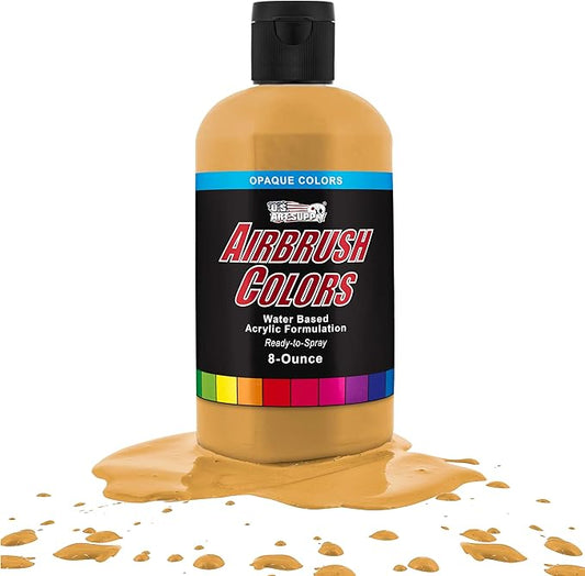 U.S. Art Supply Opaque Golden Ochre Acrylic Special Effects Airbrush Paint - 8oz Ready to Spray Air Brush Paint for Nails, Models, Fabric - Water-Based Air Brush Painting