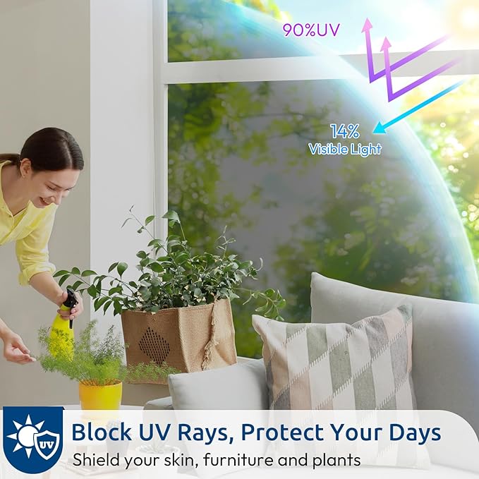 rabbitgoo Window Privacy Film One Way Window Tint for Home, Removable Reflective Heat Sun Blocking Anti UV Glass Door Covering, Mirror Tinting Film House Office, 35.4 in X 9.8 Feet, Black Silver