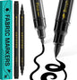 ARTISTRO 2 Black Dual-Tip Fabric Markers - Fabric Decorating Kit - Permanent for Clothes - Acrylic Paint Pens for Sneakers, Bags, Shoes, Textile, Canvas, Sewing, Craft, Laundry - Brush and Fine Tip