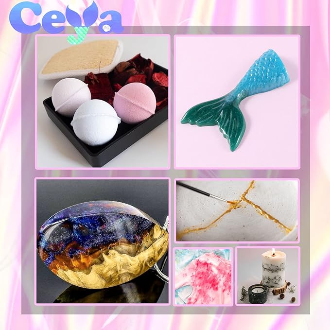 Ceya Mica Powder, 5.3oz/ 150g Ocean Blue Pearlescent Effect Colorant Pigment Powder for Epoxy Resin,Tumblers, Slime Bath Bomb, Soap Dye, Slime, Candle, Resin Crafting, Paint, Jewelry, Nail Polish
