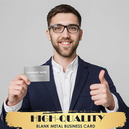 weparmeety 100 Pcs Sliver Metal Engraving Blanks Colorful Aluminum Sheet Laser Engraving Business Card Multipurpose DIY Gift Cards 86 x 54 x 0.21 mm