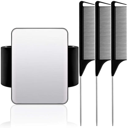 WILLBOND Magnetic Wrist Sewing Pincushion Wrist Magnetic Pin Holder Wristband Pin Cushion Holder with 3 Pcs Stainless Steel Pintail Comb Rat Tail Comb for Hair Clips Hand Sewing(Black)