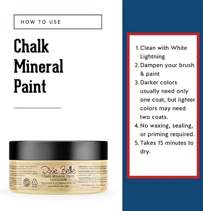 Dixie Belle Paint Company Chalk Finish Furniture Paint - Lemonade (4oz) - Matte Pale Yellow Chic Chalk Mineral DIY Furniture Paint