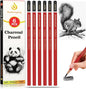 Heshengping Professional Charcoal Pencils Drawing Set Sketching Kit -6 Pieces Soft, Medium Hard Charcoal Pencils for Drawing Sketching Shading Artist Pencils for Beginners Artists