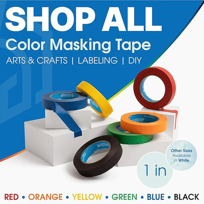 SPARTAN INDUSTRIAL - 1" X 60 yd Blue Tape - 6 Colored Masking Tape Rolls for Home, Office, School Use - No Residue, 5.5 Mil