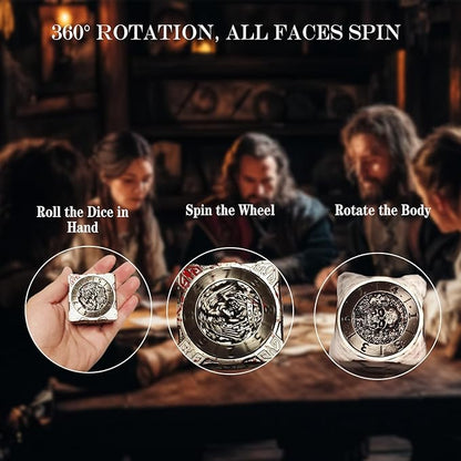 6 Sided Spinner DND Dice - Metal D4 D6 D8 D10 D10% D12 D20 All in One D&D Set - Cool Role Playing Gifts for Dungeons and Dragons TRPG MTG Games Lover Players (6 Sided-Bloodstained)