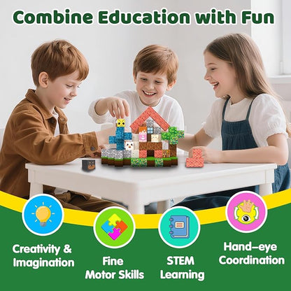 Magnetic Blocks, Magnetic Tiles Building Blocks, Magnet Cubes STEM Sensory Game Toys Christmas Birthday Gifts for Kids Boys Girls Age 3+ (Forest H)