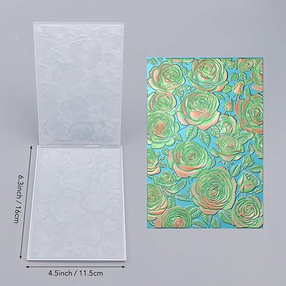 BAOFALI 3D Embossing Folder for Card Making,Floral Pattern Clear Plastic Texture Fades Embossing Folder Template for Scrapbooking Cardstock Album DIY Decoration Paper Crafting 6.3x4.5inch