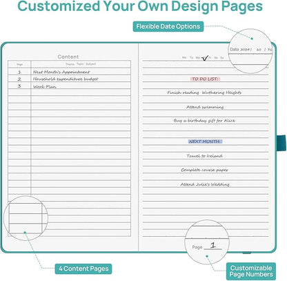 Lined Journal Notebooks for Work, Travel, College, A5 Size 100 GSM Thick Paper, Classic Ruled Journaling Notebook, Hardcover Notepad for Writing 160 Pages, 5.5 x 8.3 inch, Turquoise