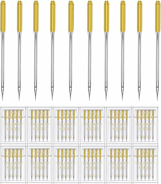 HONEYSEW 60 Pieces Sewing Machine Needles Universal Regular Point Machine Needles for Home Sewing Machine Compatible with Singer, Brother and Old Sewing Machine (Yellow Size, 18-60PCS)