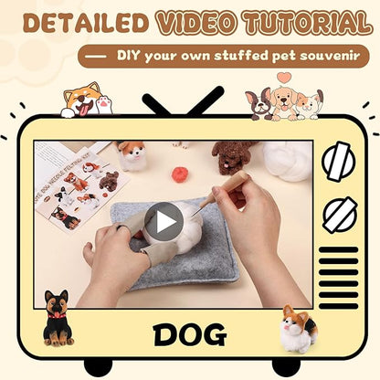 Mayboos 6 Pcs Needle Felting Kit, Animal Needle Felting Beginner Kits Wool Felt Needle Felting Tools with Instruction for DIY Craft Animal Home Decoration (Cute Dog)