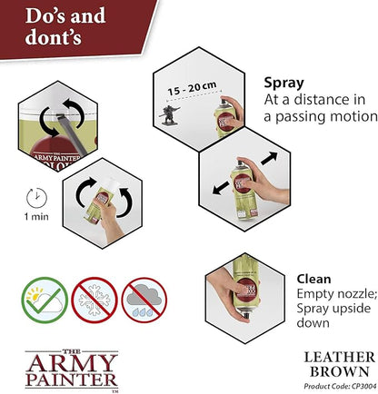 The Army Painter Color Primer Spray Paint, Leather Brown, 400ml, 13.5oz - Acrylic Spray Undercoat for Miniature Painting - Spray Primer for Plastic Miniatures