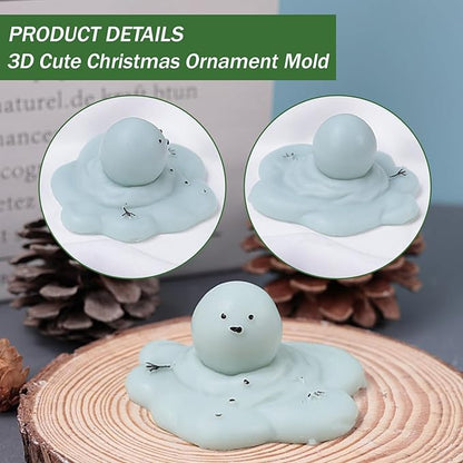 Silicone Molds Candle Cute Melting Snowman Resin Candle Molds for Christmas Party Decoration Candle Form Epoxy Plaster Mould (2.6 in)