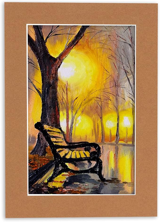 Pack of 25 Acid Free 11x14 Mats Bevel Cut for 8.5x11 Photos - Aged Oak Brown Precut Matboards For Pictures, Photos, Framing - 4-ply Thickness
