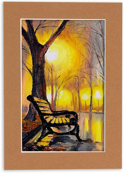 Pack of 25 Acid Free 8x10 Mats Bevel Cut for 5x8 Photos - Aged Oak Brown Precut Matboards For Pictures, Photos, Framing - 4-ply Thickness