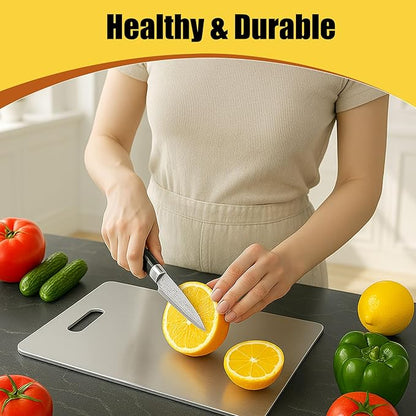 Titanium Cutting Board, 100% Pure Titanium Chopping Board for Kitchen, Hygiene & Durability Double Sided Cutting Board, Non-toxic Chopping Board, Dishwasher Safe (11.8“ x 7.9”)