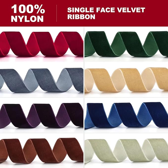 Dusty Green Velvet Ribbon,2" W x 20Yd Single Face,Great for Gift Wrapping,Hair Bows,Handmade Craft and Christmas,Wedding Decoration (2" Dusty Green)
