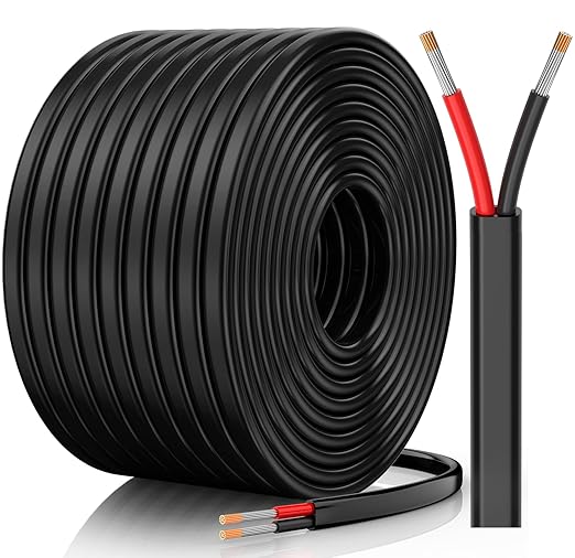 12 Gauge Wire, 12 AWG 2 Conductor Electrical Wire, Flexible/Oxygen-Free Tinned Copper/Stranded PVC 12/2 Cord for Automotive, Marine, LED Strips, Solar, RV, Lighting (50FT)