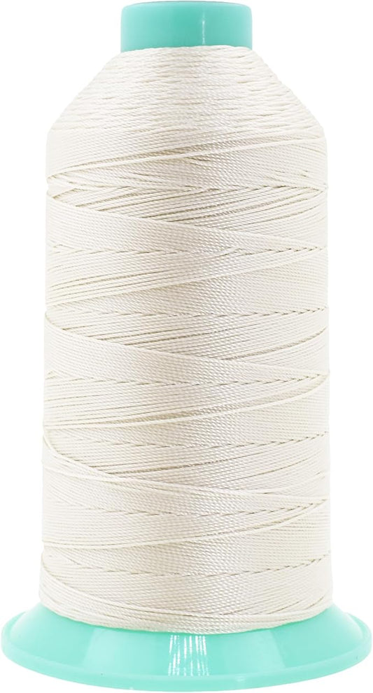 Mandala Crafts Bonded Nylon Thread Off White Heavy Duty Sewing Threads - 800 YDs Size 207 630D T210 Tex 210 Thread for Leather Jeans Weaving Outdoor Marine Upholstery Threads