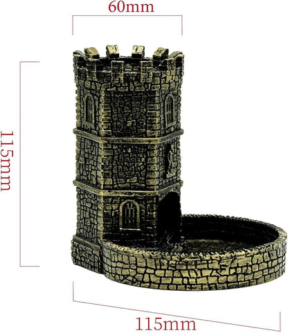 D&D Dice Tower, Castle Dice Rolling Tower for Role Playing Game | Easy Roller Perfect for DND Board Game and RPG (Ancient Golden)