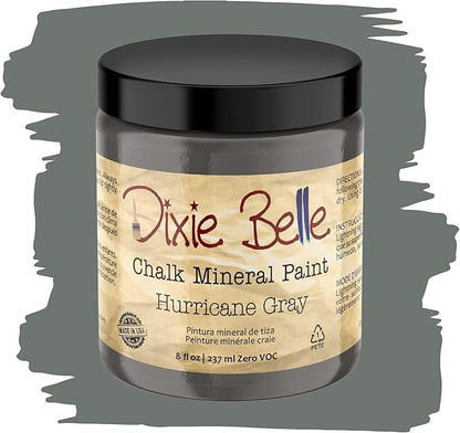 Dixie Belle Paint Company Chalk Finish Furniture Paint - Hurricane Gray (8oz) - Matte Medium Gray Chic Chalk Mineral DIY Furniture Paint