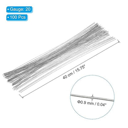 PATIKIL 20 Gauge 16" Floral Stem Wire, 100 Pcs Paper Wrapped Iron Artificial Flower Stem Accessories for DIY Bouquet Stem and Craft Decoration, Silver