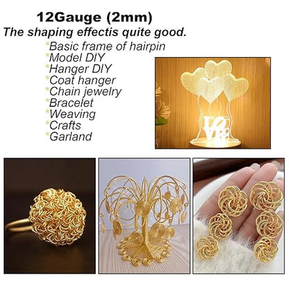 12 Gauge(2mm) Aluminum Wire 35 Yards Anodized Metal Wire for Bonsai Armature Crafting Sculpting Jewelry Craft Making Beading Floral (Brown, 12 Gauge)